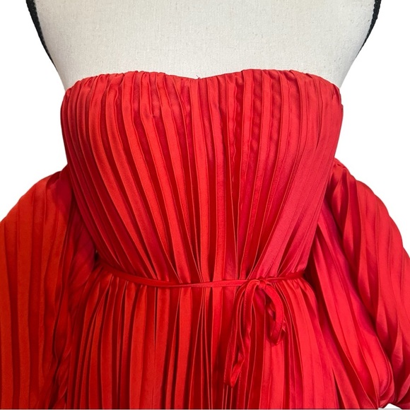Express Red Pleated Dress - Picture 6 of 7